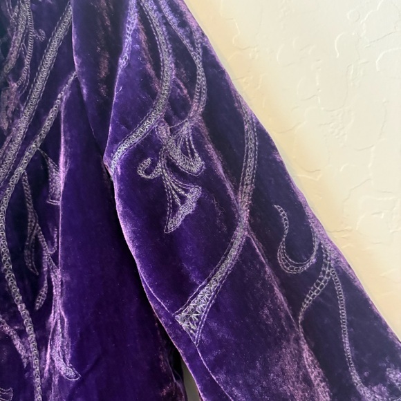 Chico's dark purple velvet embroidered jacket size 2 large NEW with tag - Picture 14 of 16